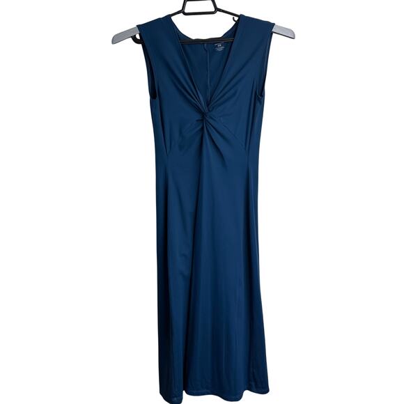 PATAGONIA Womens Twist Front Midi Dress Size M Blue Sleeveless Nylon Jersey - Picture 1 of 7